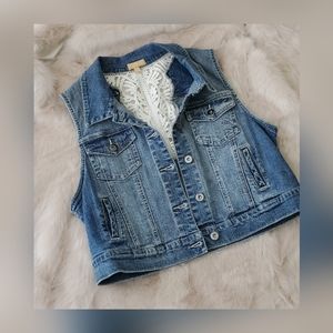 Jean Vest W/ Crochet Detail